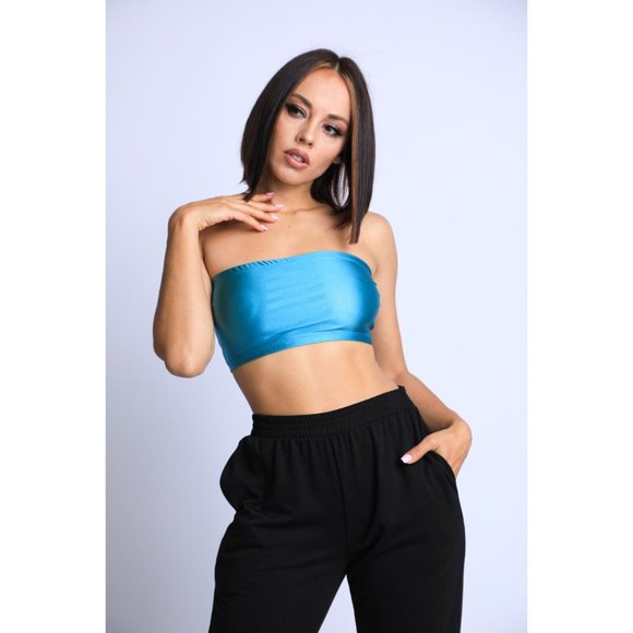 Women's Casual Sleeveless Off The Shoulder Tube Top Bandeau Nylon Spandex Comfy - Picture 10 of 11